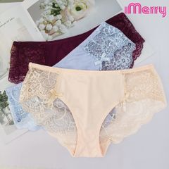 Combo 3 quần lót su ren nữ iMERRY kết hợp ren cao cấp đính nơ dáng bikini xẻ cao VQ046