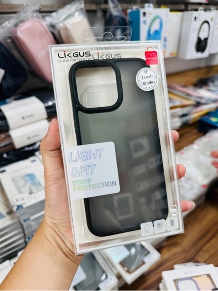 Ốp 16 Promax Likgus Nhám Viền Màu - Black