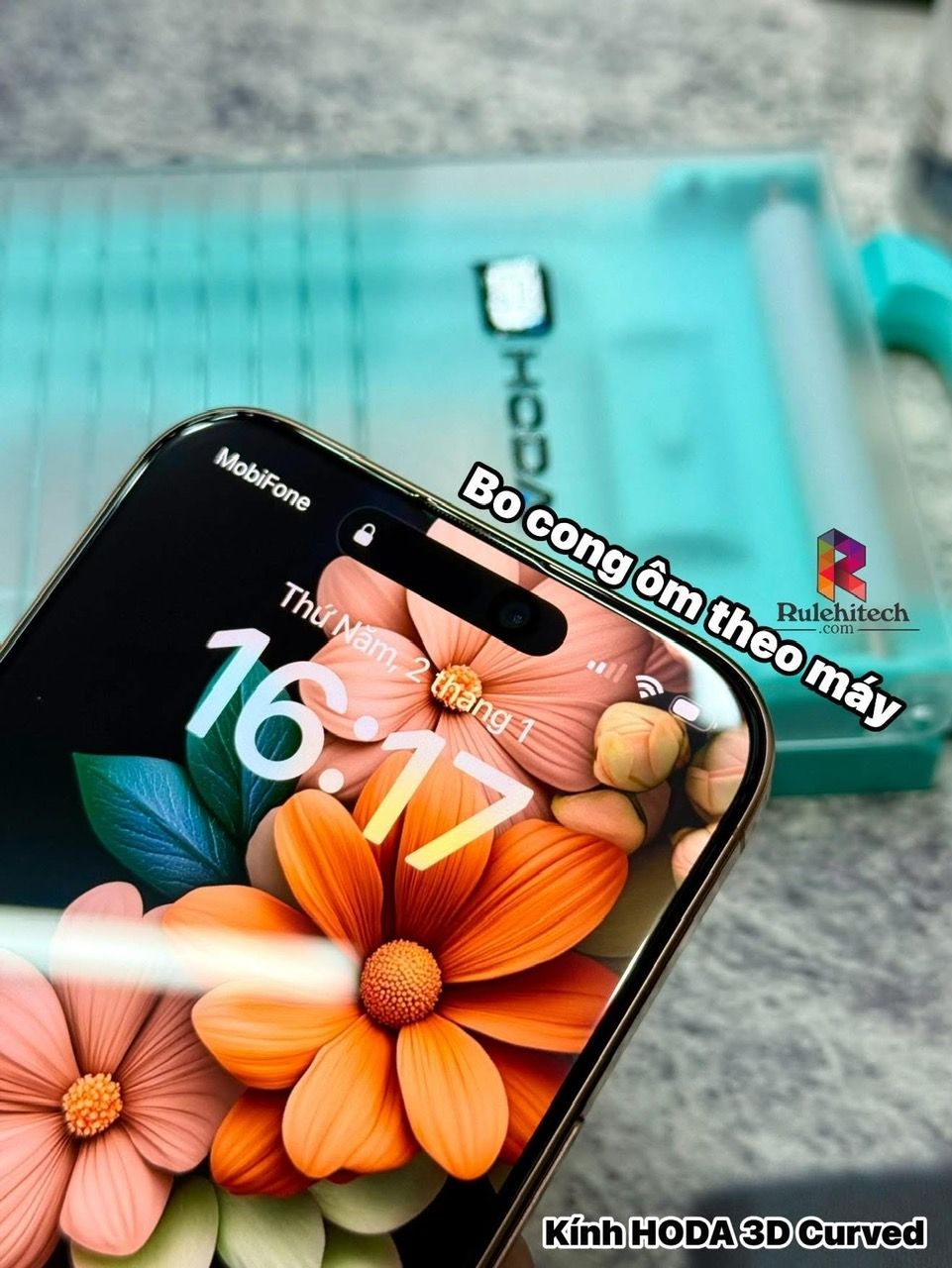 Kính 16 Promax Trong Hoda 3D Kèm Khung Dán-Bo cong vát cạnh, hiển thị full màn hình