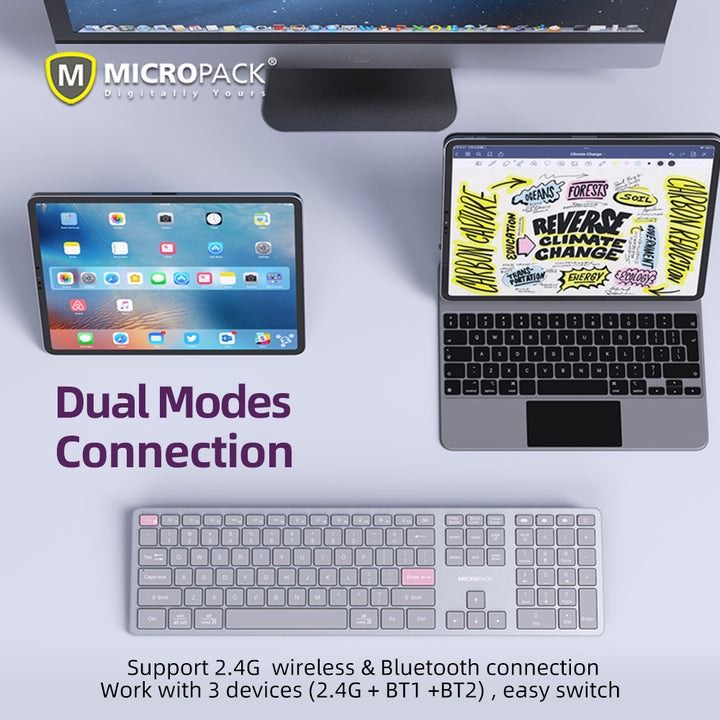 Bàn phím không dây MicroPack Lifestyle 2.4G+Bluetooth