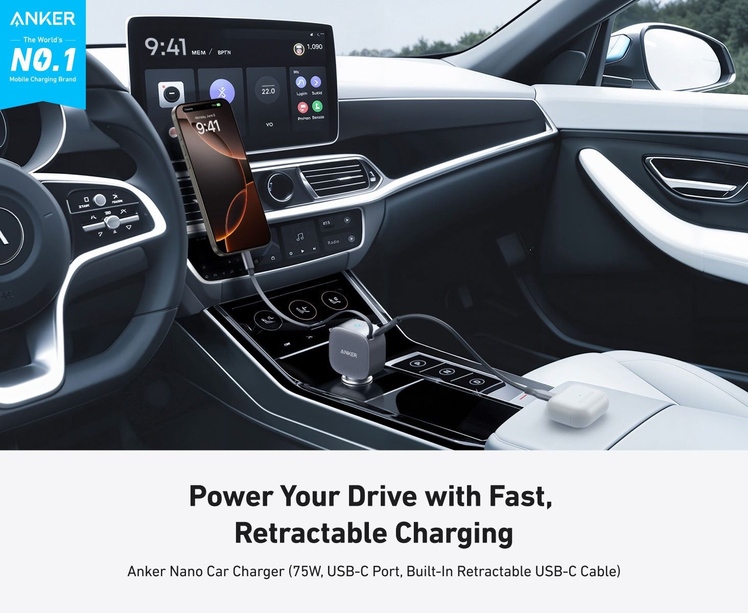 Tẩu sạc Anker Nano 75W 1C+Cáp C - A2738