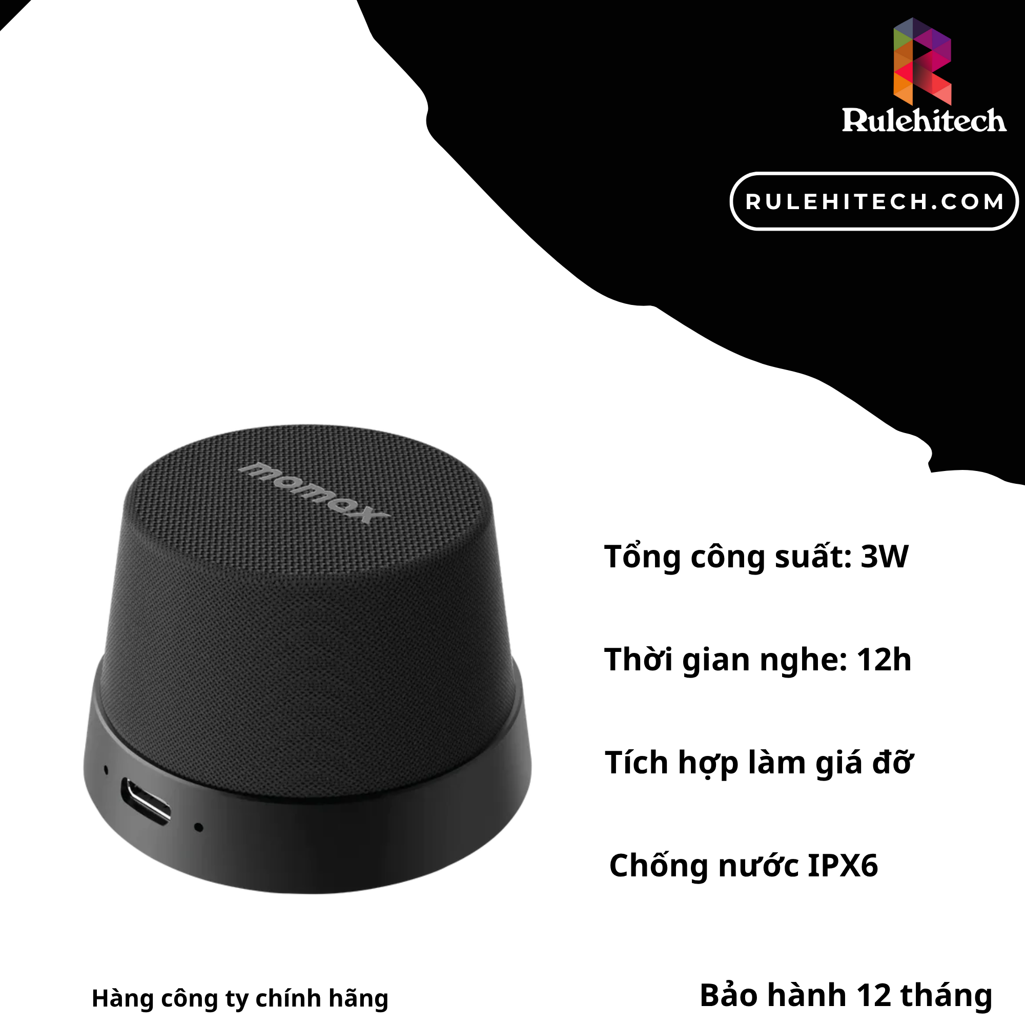 Loa Momax 1-Vibe Go - Đen