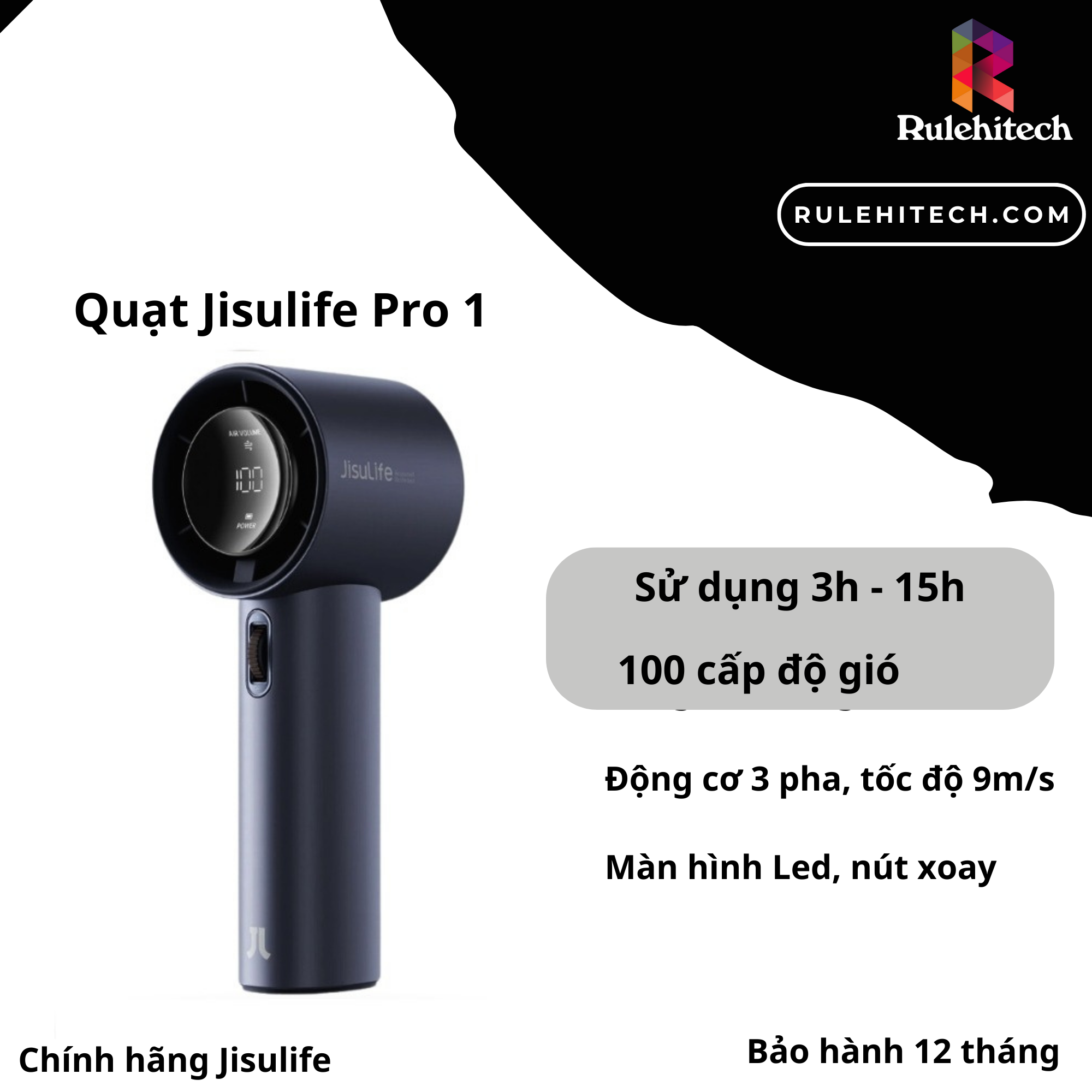 Quạt Cầm Tay Cao Cấp JISULIFE Pro1 (Xanh Dương)