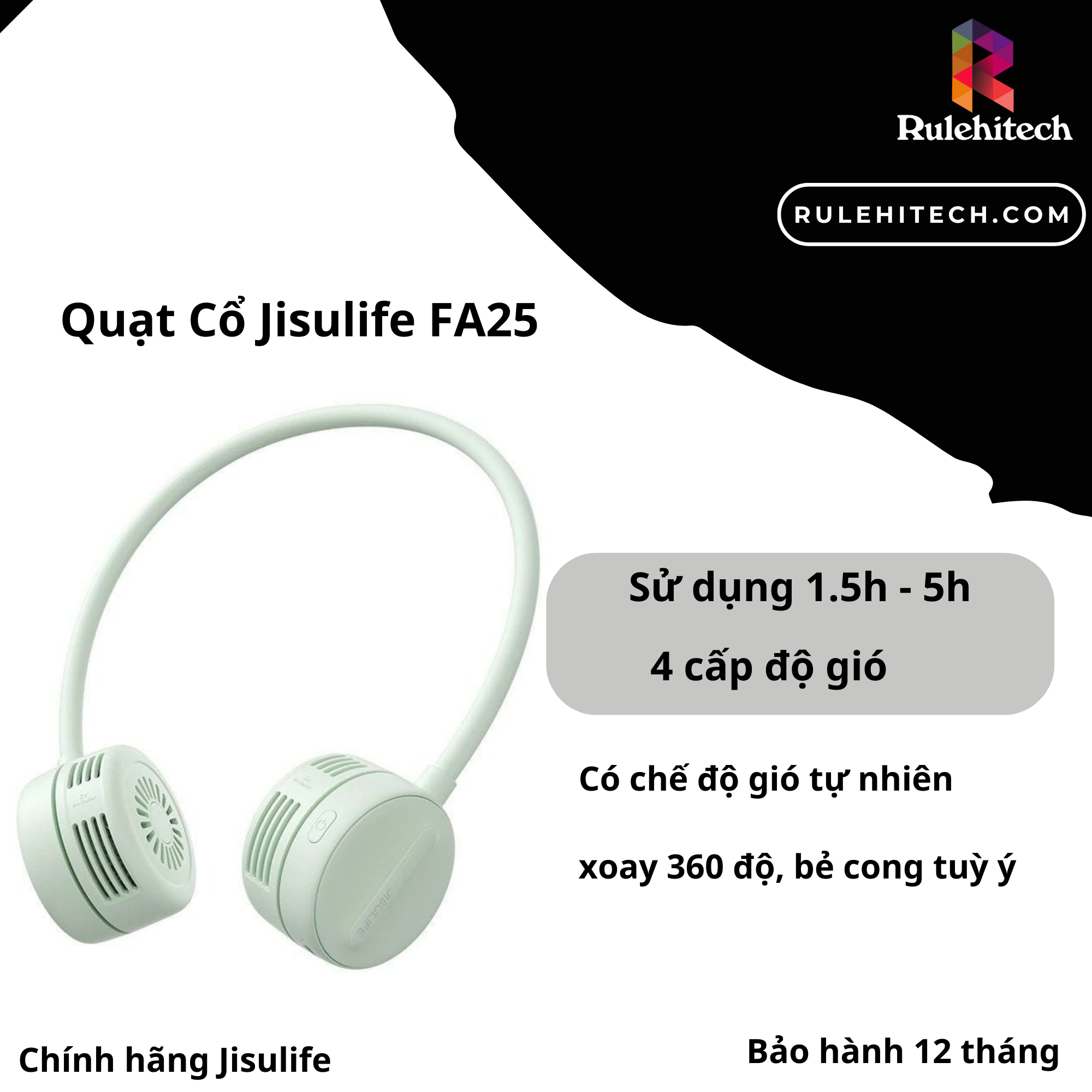 Quạt Cổ Jisulife Neck Fan Life 1 (Xanh) - FA25
