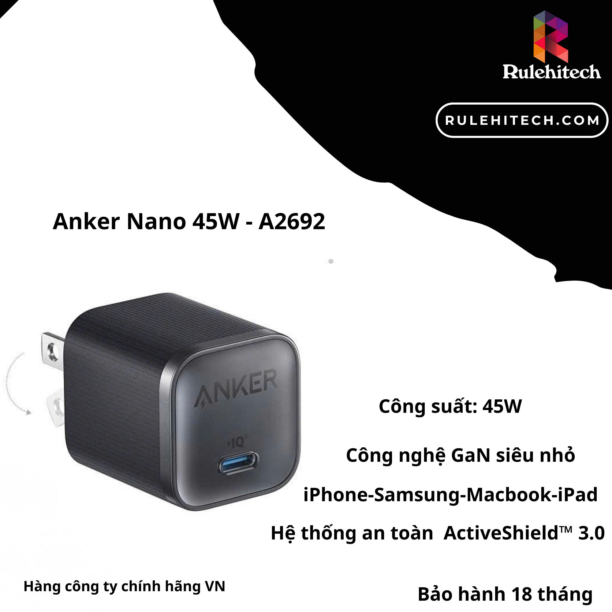 Sạc Anker Nano 45W A2692 - Đen
