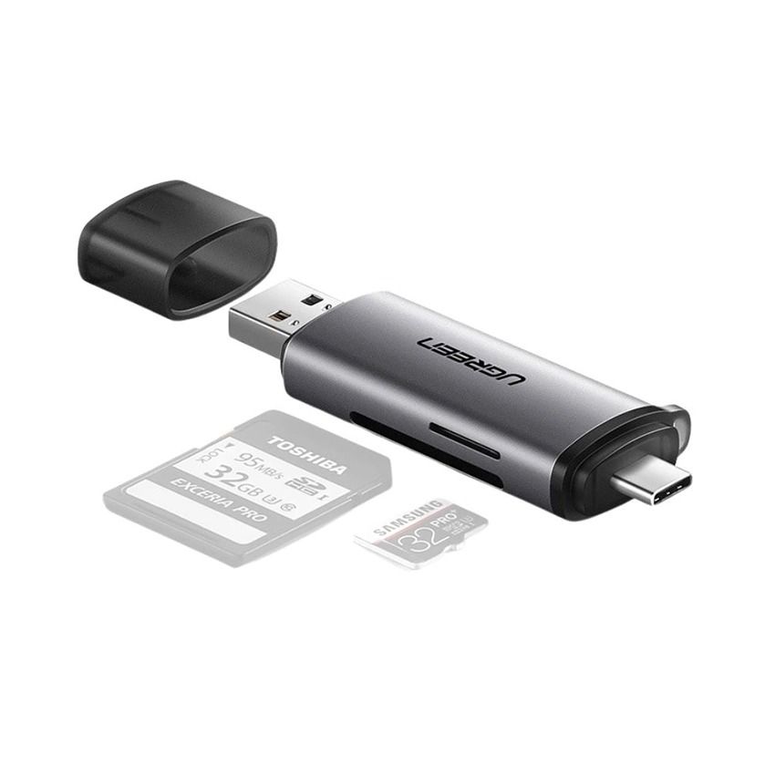 Đầu đọc thẻ nhớ SD/TF chuẩn USB Type C và USB 3.0 Ugreen 5070