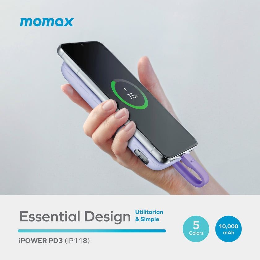 Pin Momax iPower PD 3 Kèm Cáp sạc C (Xanh)