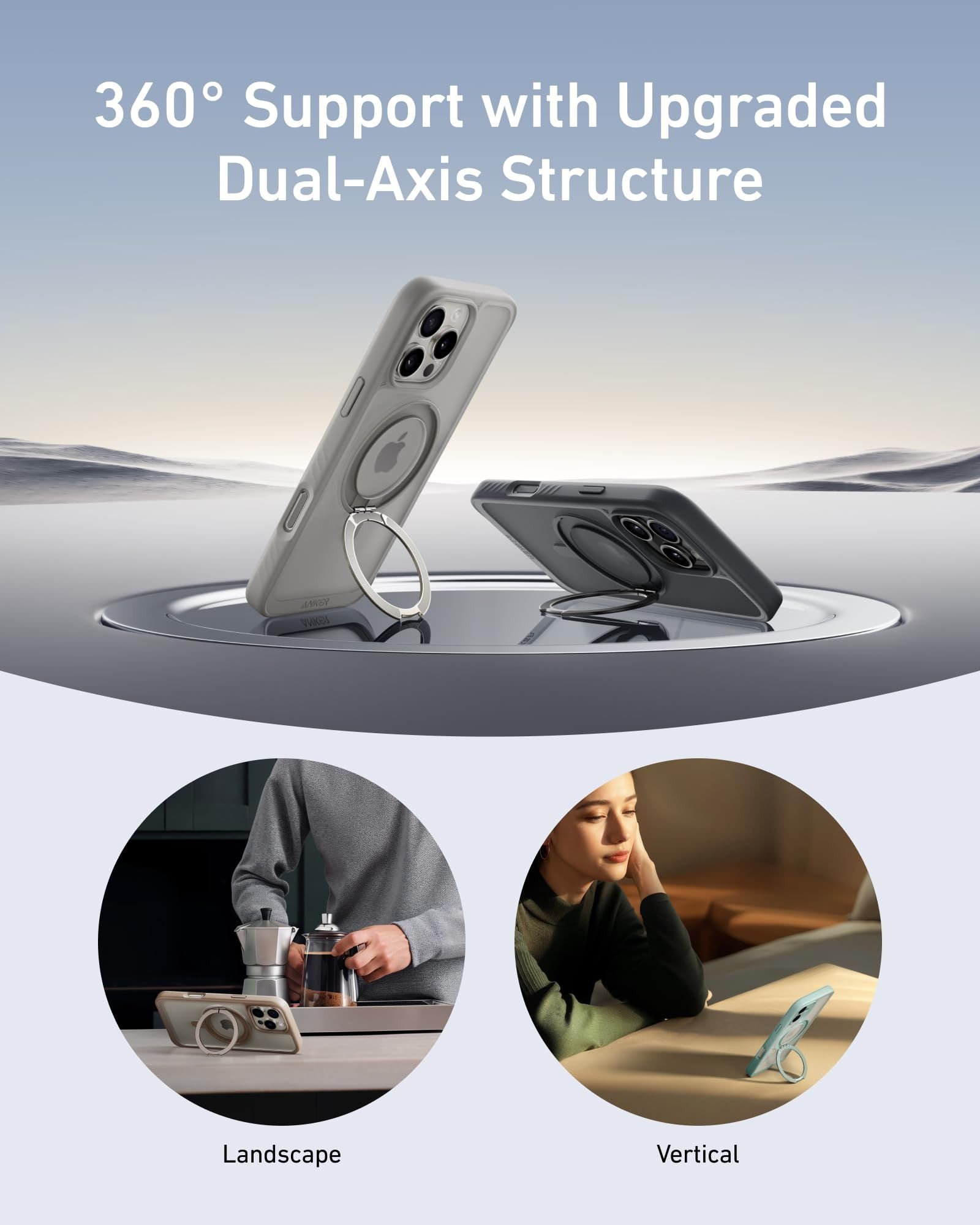 Ốp 16 Promax Anker MagGo Magnetic 360° Ring Stand -Nâu