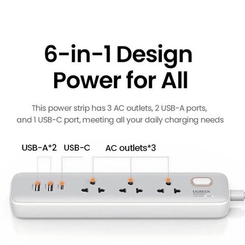  Ổ Điện Ugreen 30W CD286 (2500W 1C+2U) 