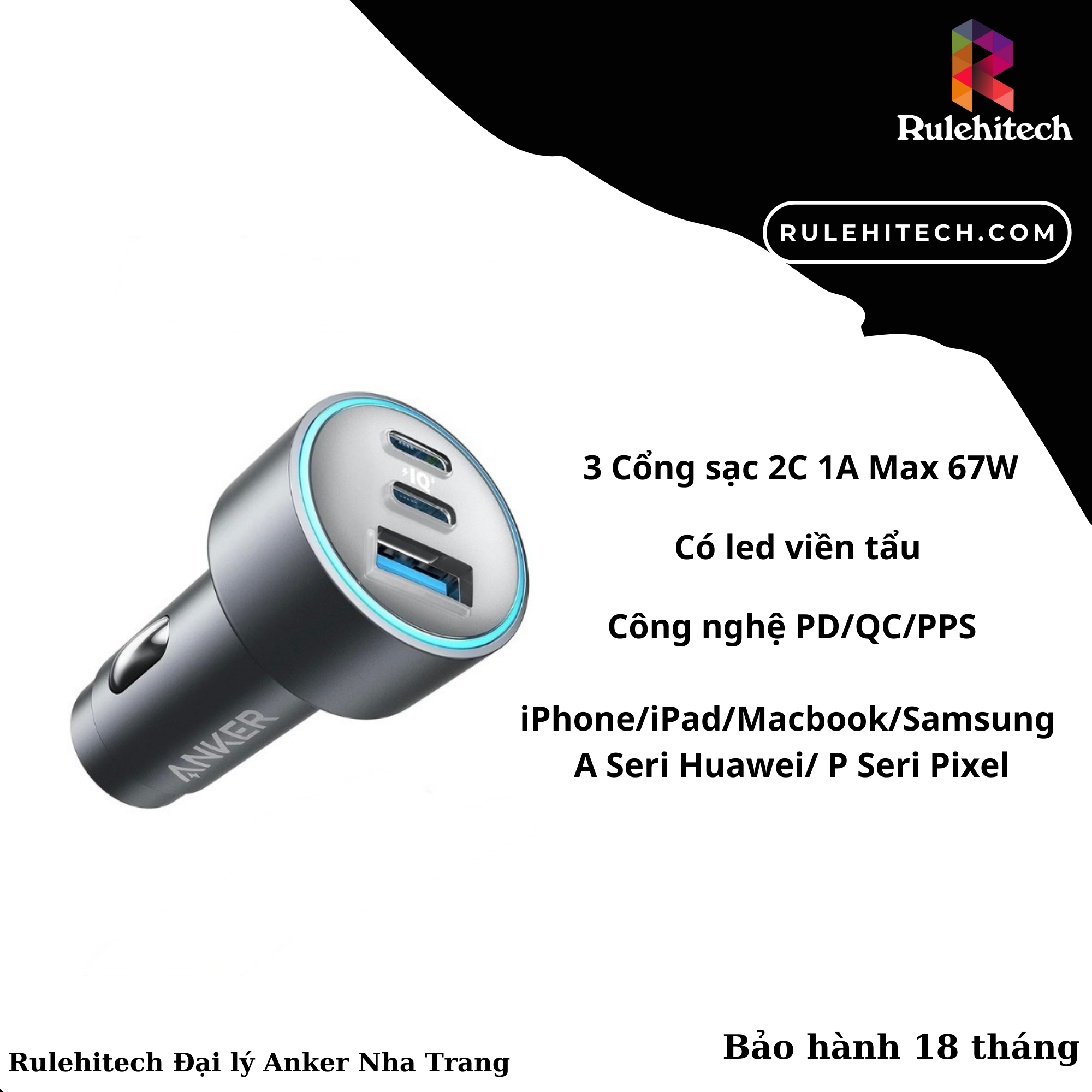 Tẩu sạc Anker ô tô 67W 2C1A - A2731