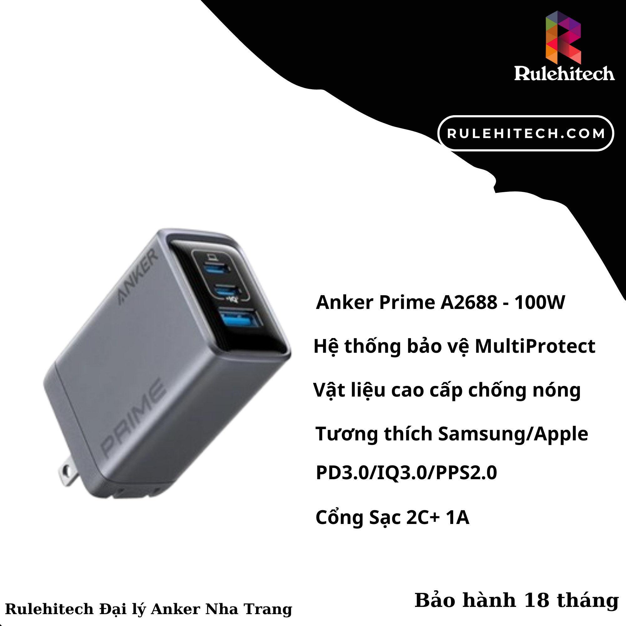 Sạc Anker GaN Prime 100W - A2688