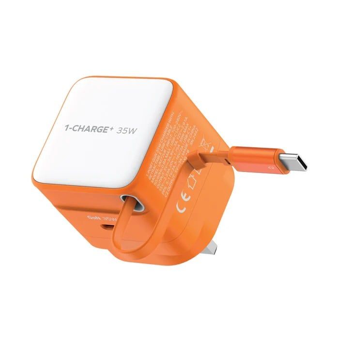 Sạc Momax GaN 35W Kèm Dây Rút - Cam