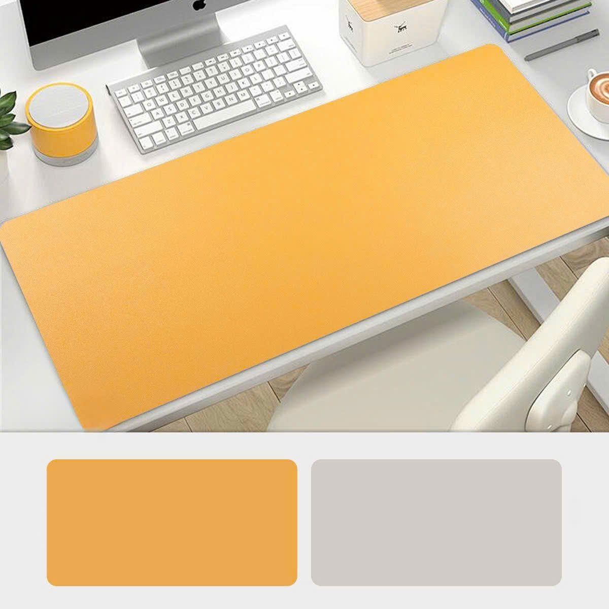 Lót Chuột Da PU 2 Mặt 90x45cm (Vàng/Xám)