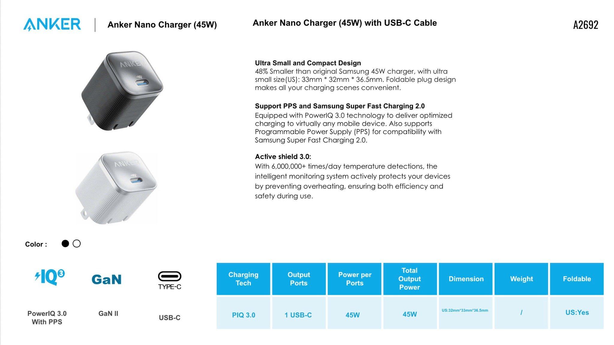Sạc Anker Nano 45W A2692 - Trắng