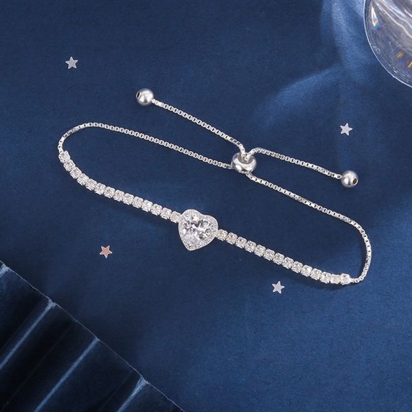 Lắc tay bạc S925 B440 đính đá trái tim