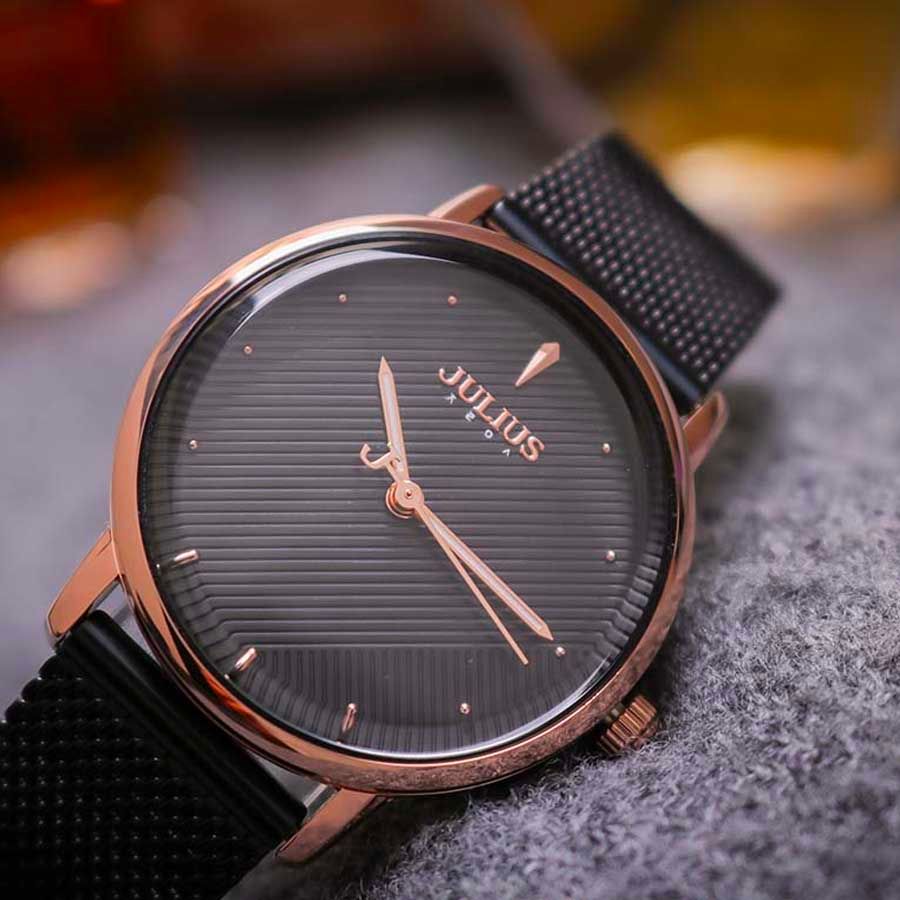 Đồng hồ nữ Julius JA-1238 dây thép đen - Size 32