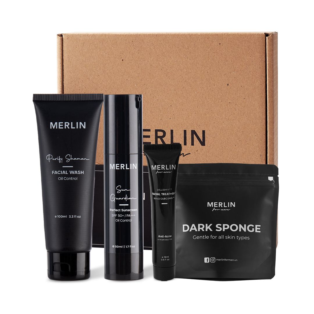  Combo dưỡng da toàn diện đơn giản Merlin For Men - Bộ chăm sóc da cao cấp 3 trong 1 