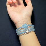 Chuỗi ngọc hải lam Aquamarine mix hồ ly chúa và bạc 925