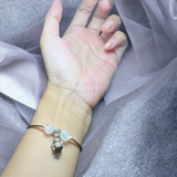 Vòng đá thạch anh ưu linh trắng mix bạc 925