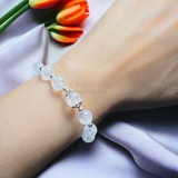 Vòng đá thạch anh ưu linh trắng mix bạc 925