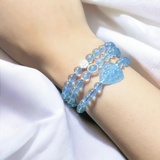 Chuỗi ngọc hải lam Aquamarine mix hồ ly chúa và bạc 925