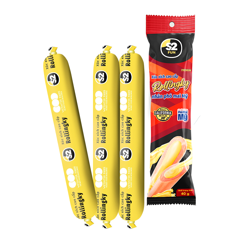 S2 FUN XÚC XÍCH CAO CẤP ROLLINGKY NHÂN PHÔ MAI MỸ - 40G