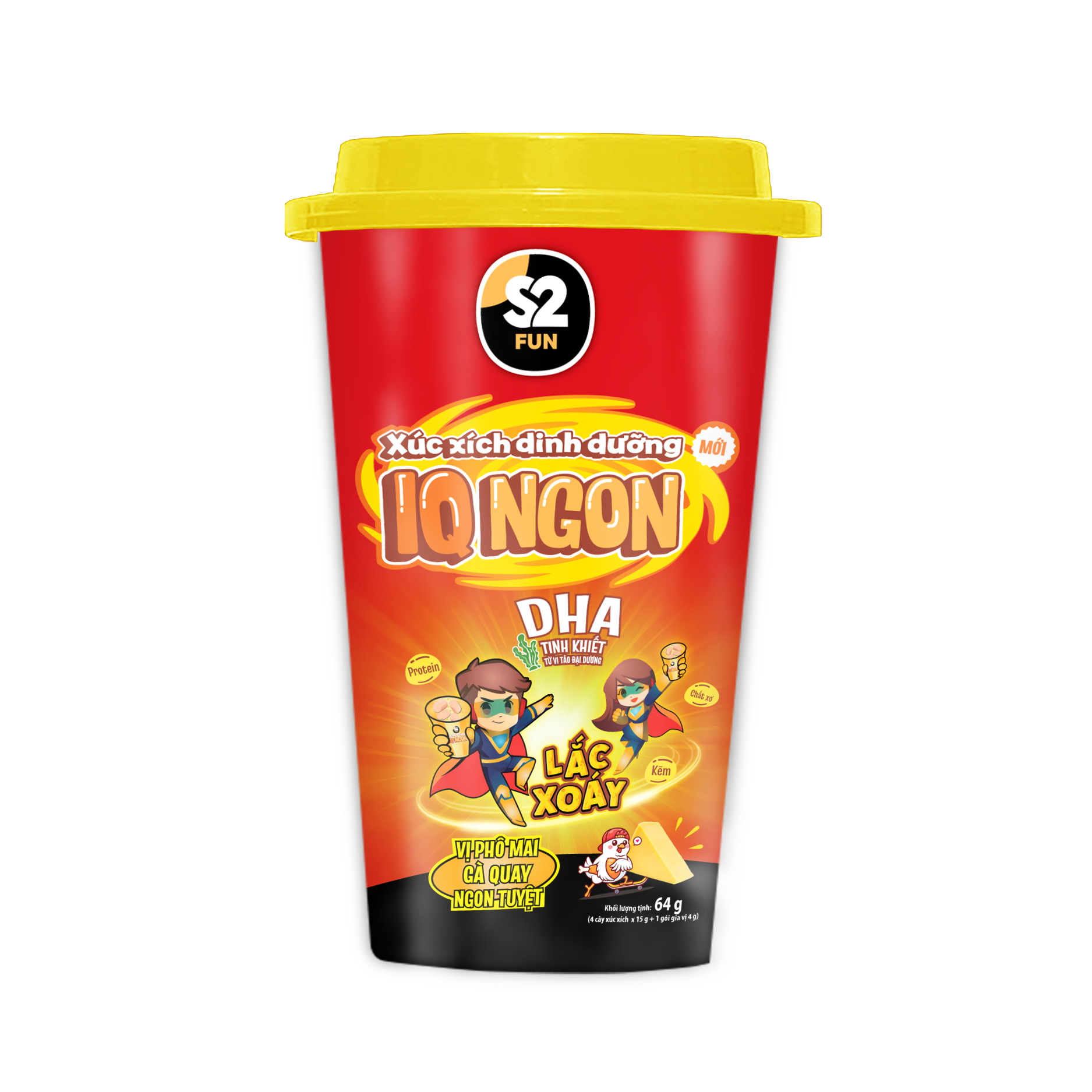 XÚC XÍCH S2 FUN IQ NGON LẮC XOÁY VỊ PHÔ MAI GÀ QUAY
