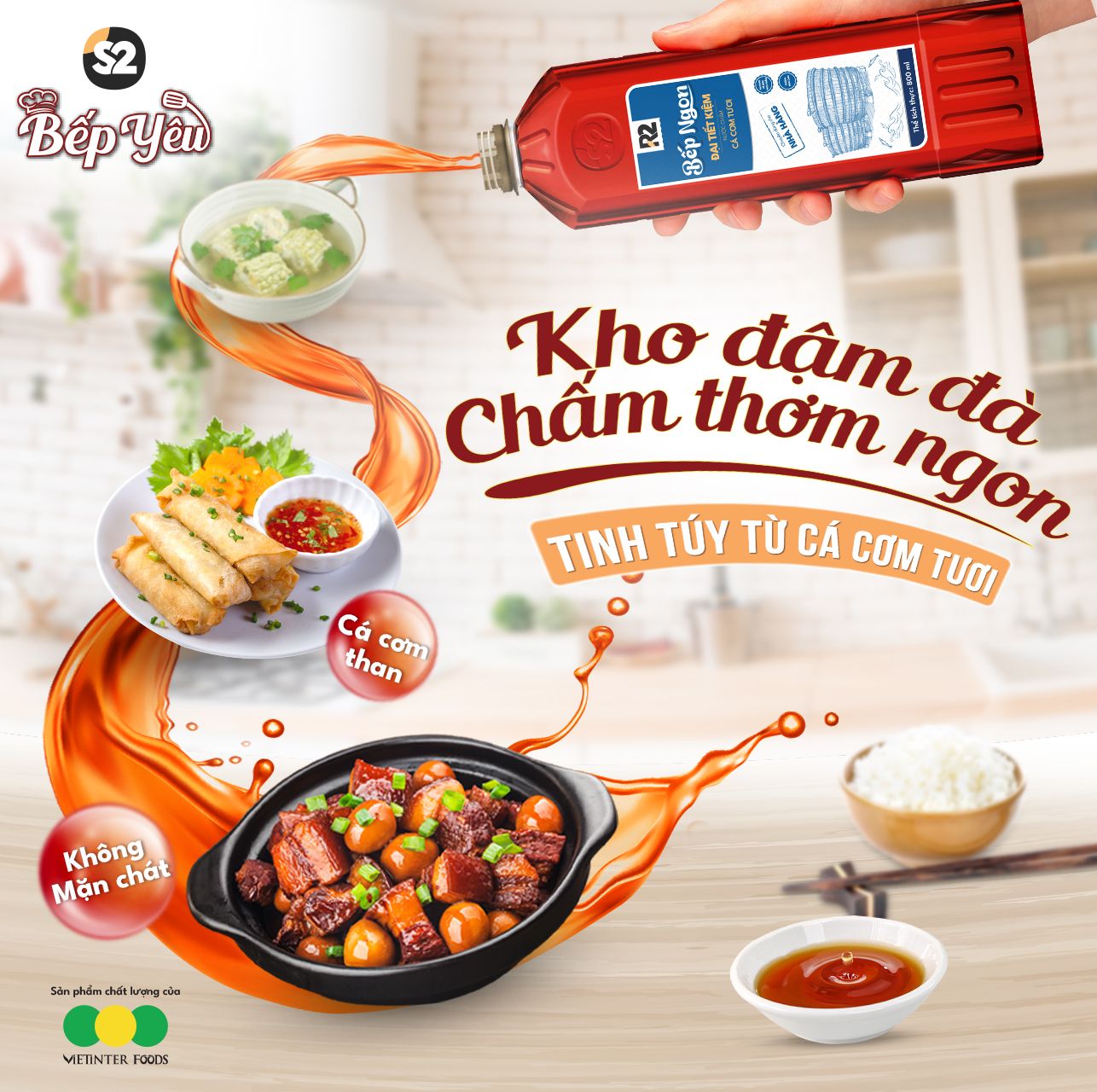 NƯỚC CHẤM BẾP NGON CÁ CƠM TƯƠI - ĐẠI TIẾT KIỆM 800ML