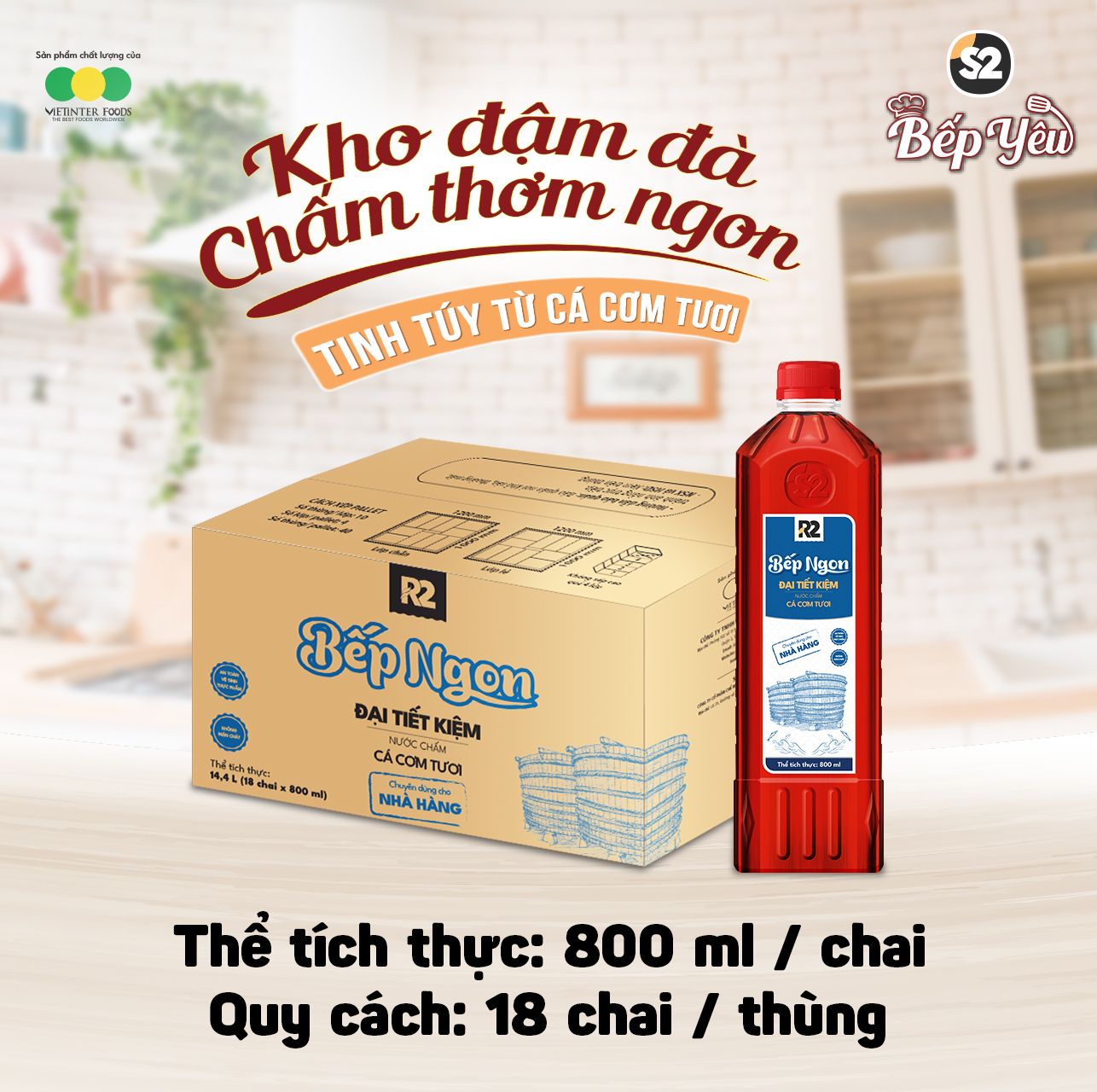 NƯỚC CHẤM BẾP NGON CÁ CƠM TƯƠI - ĐẠI TIẾT KIỆM 800ML