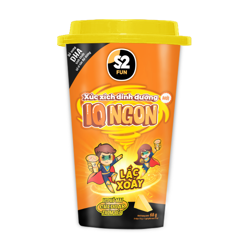 XÚC XÍCH DINH DƯỠNG IQ NGON LẮC XOAY - VỊ PHOMAI CHEDDAR