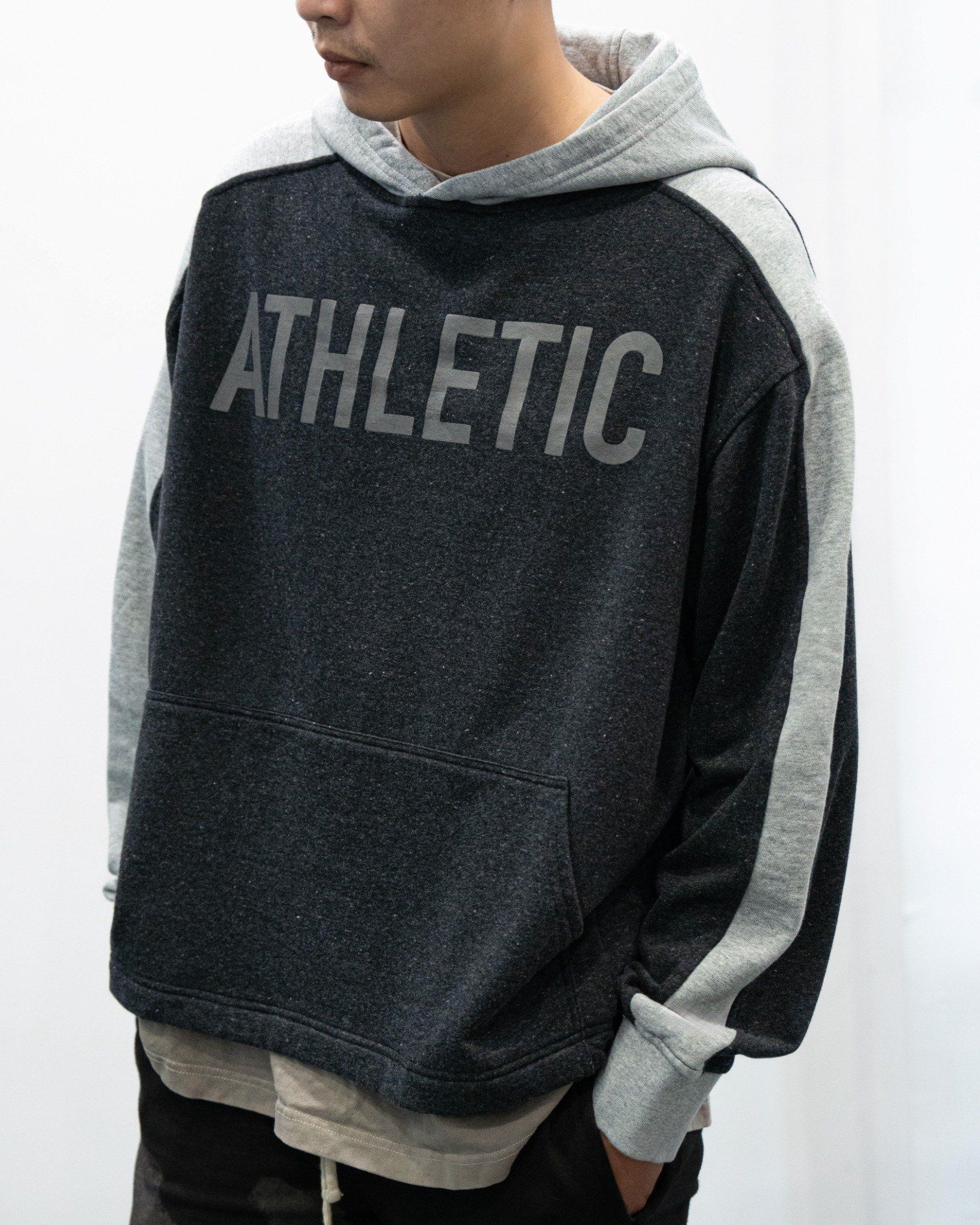 VINTAGE ATHLETIC HOODIE - MIXED GREY