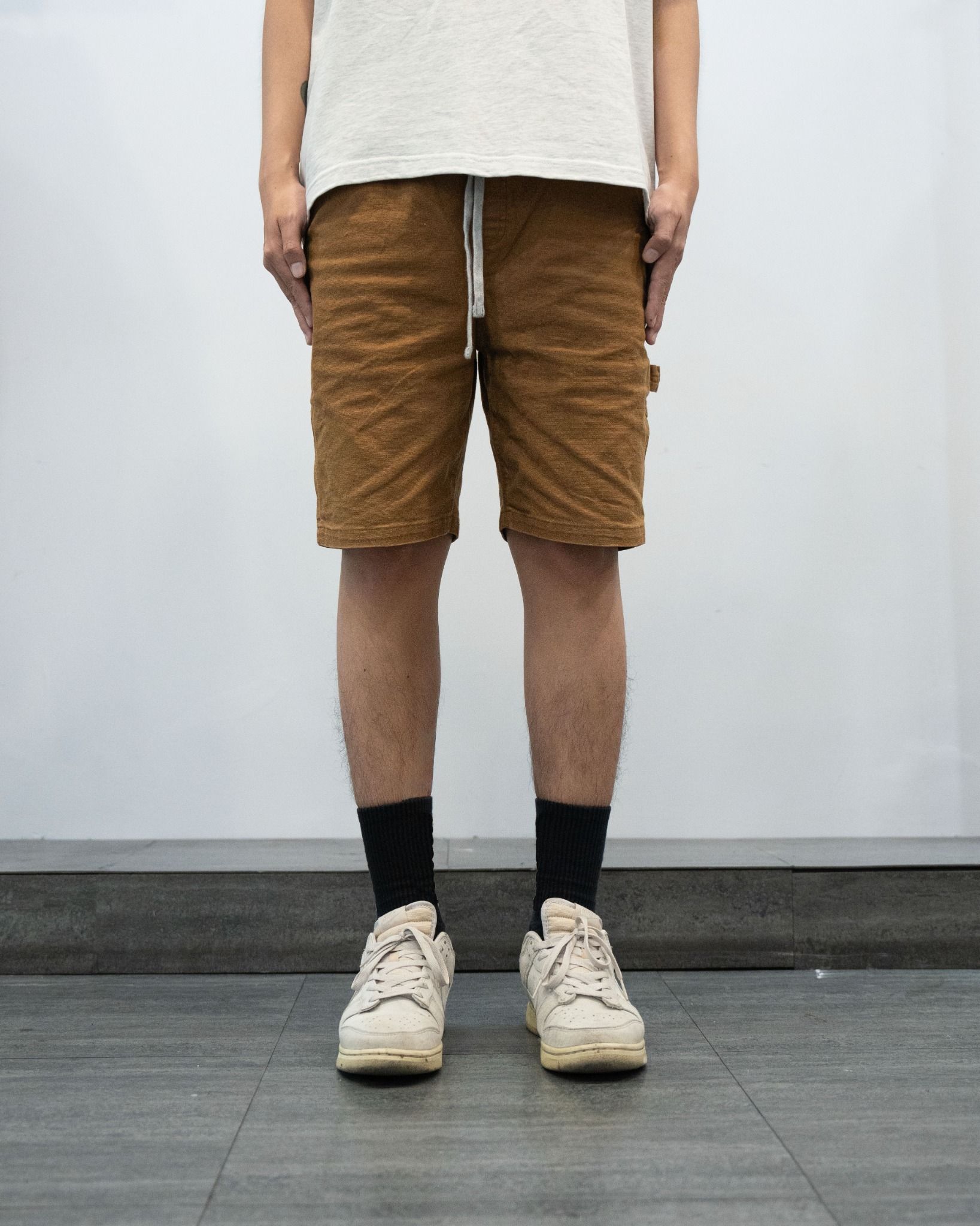 DRAWSTRING WORK SHORTS - BROWN