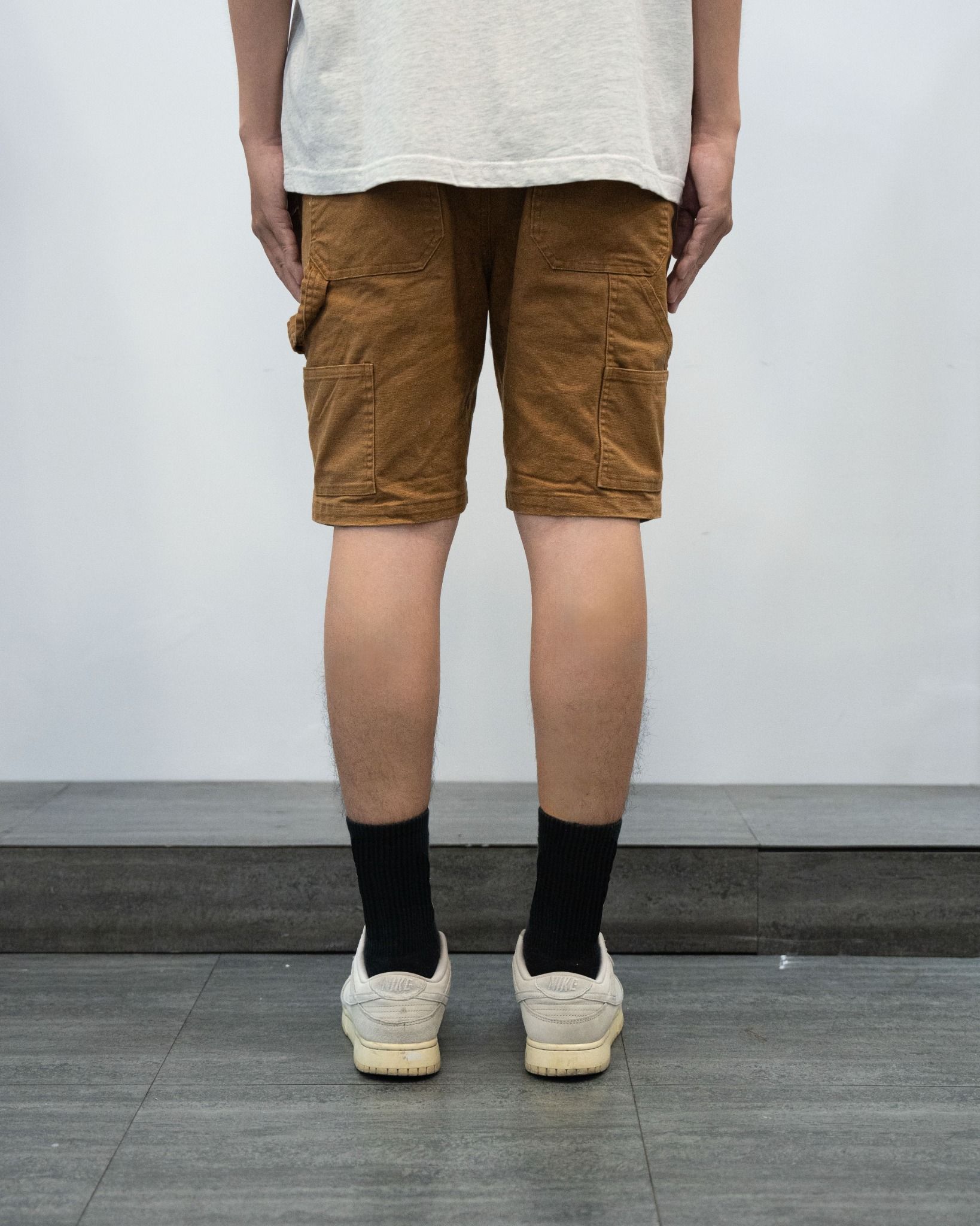 DRAWSTRING WORK SHORTS - BROWN