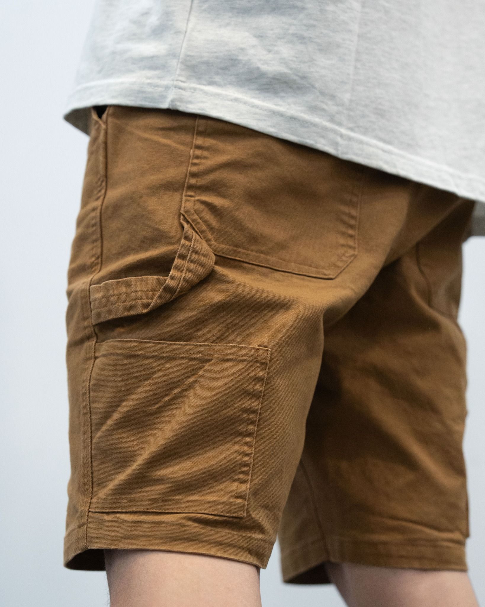 DRAWSTRING WORK SHORTS - BROWN