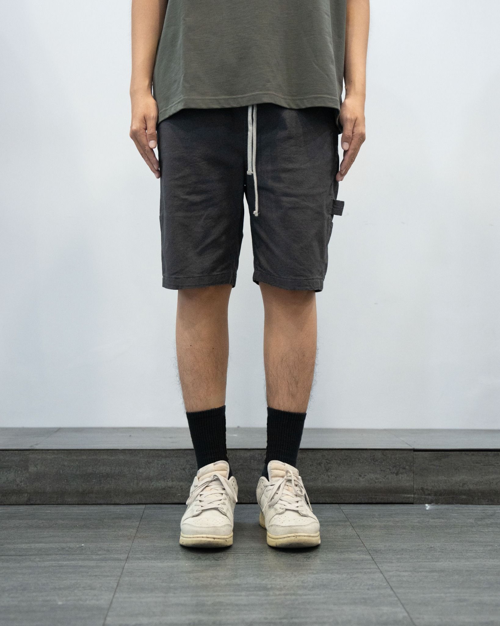 DRAWSTRING WORK SHORTS - DARK GREY
