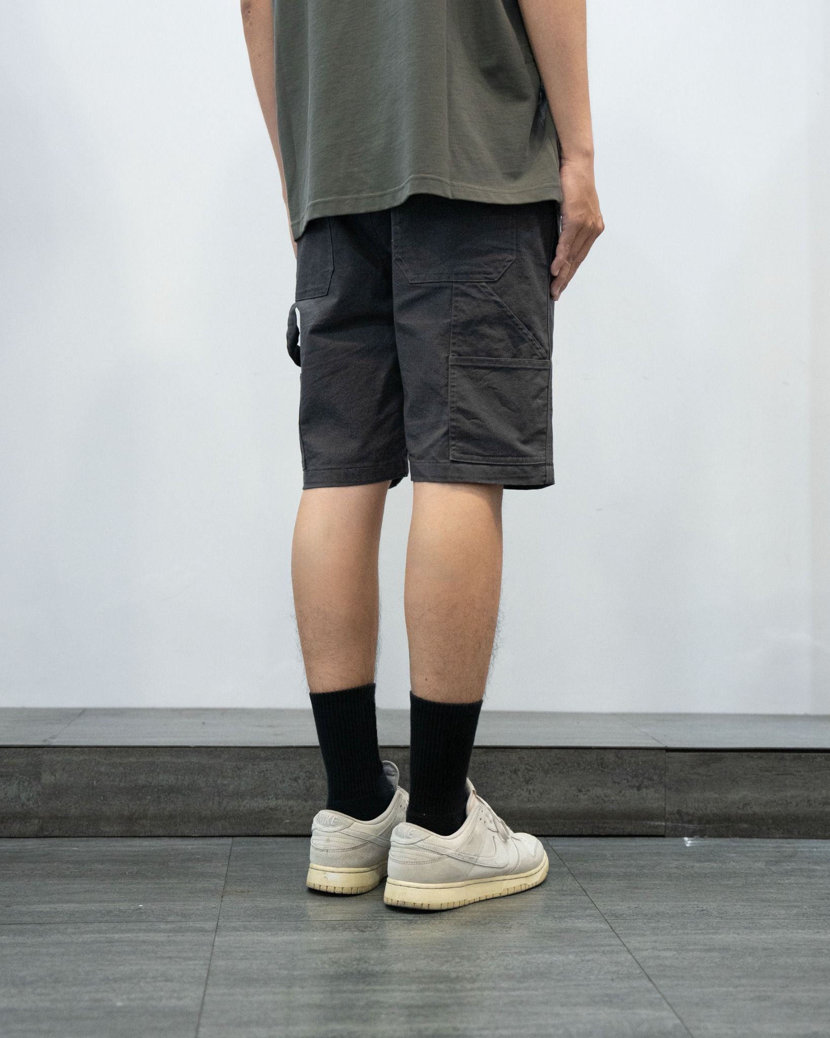 DRAWSTRING WORK SHORTS - DARK GREY