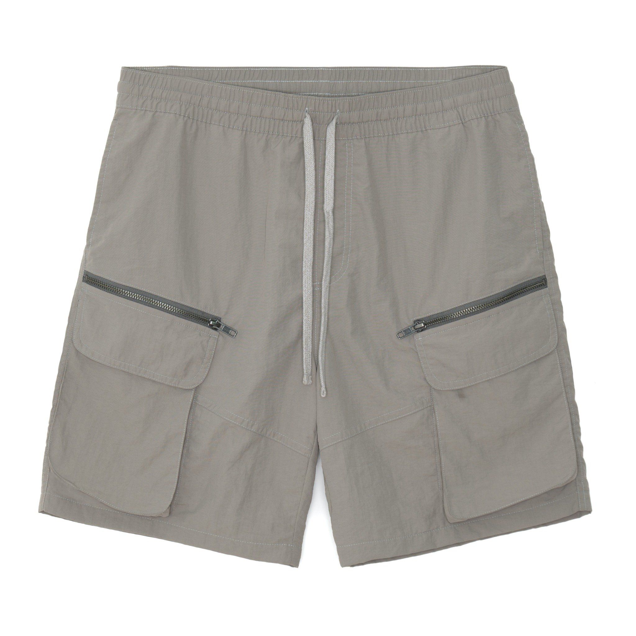 NYLON ZIP SHORTS - GREY
