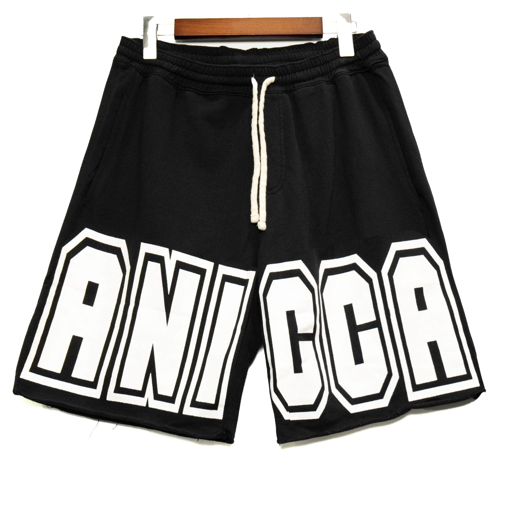 TERRY RAW SHORTS - BLACK VARSITY