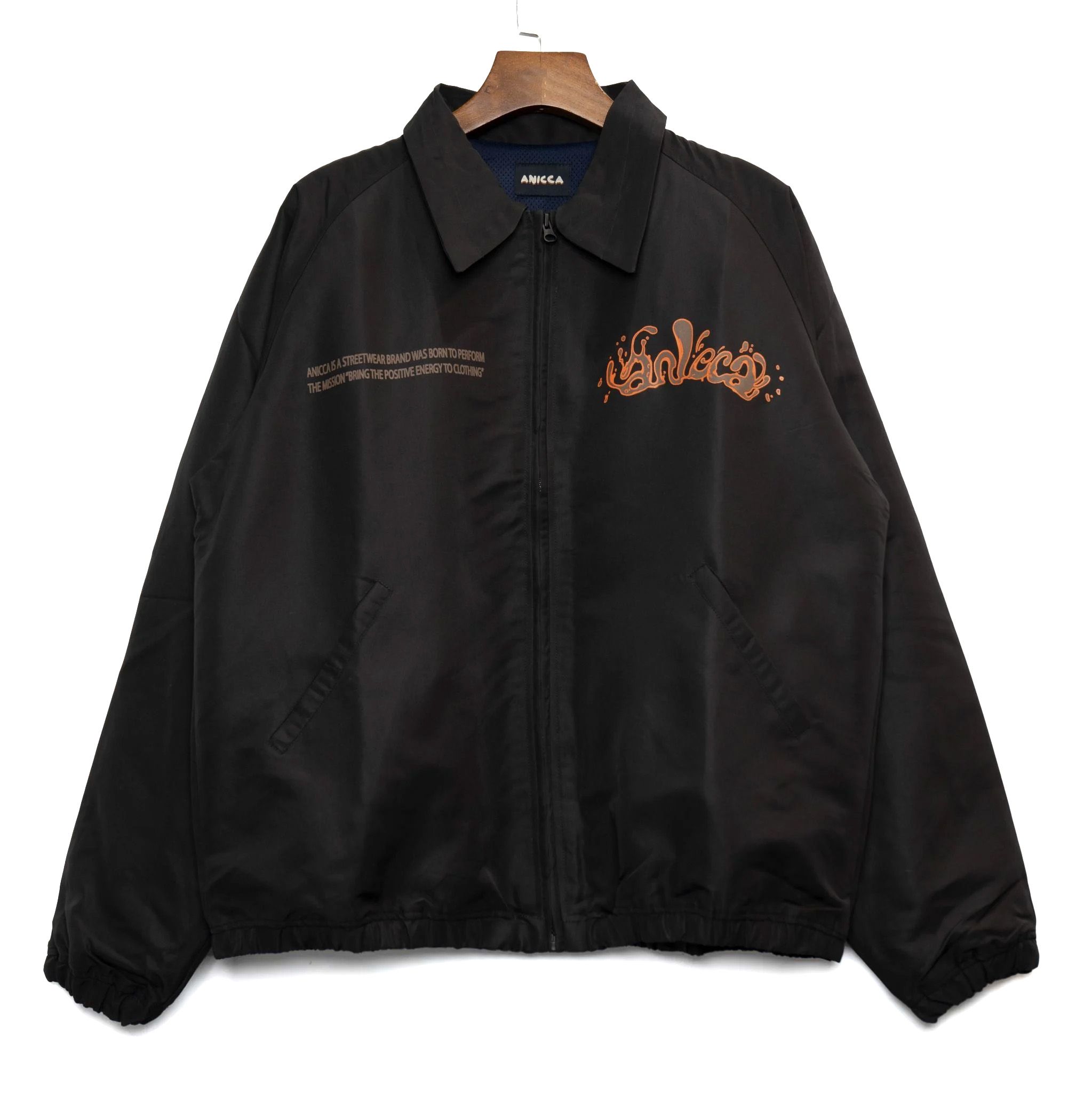 NYLON ZIPPER JACKET - BLACK BROWN LIQUID