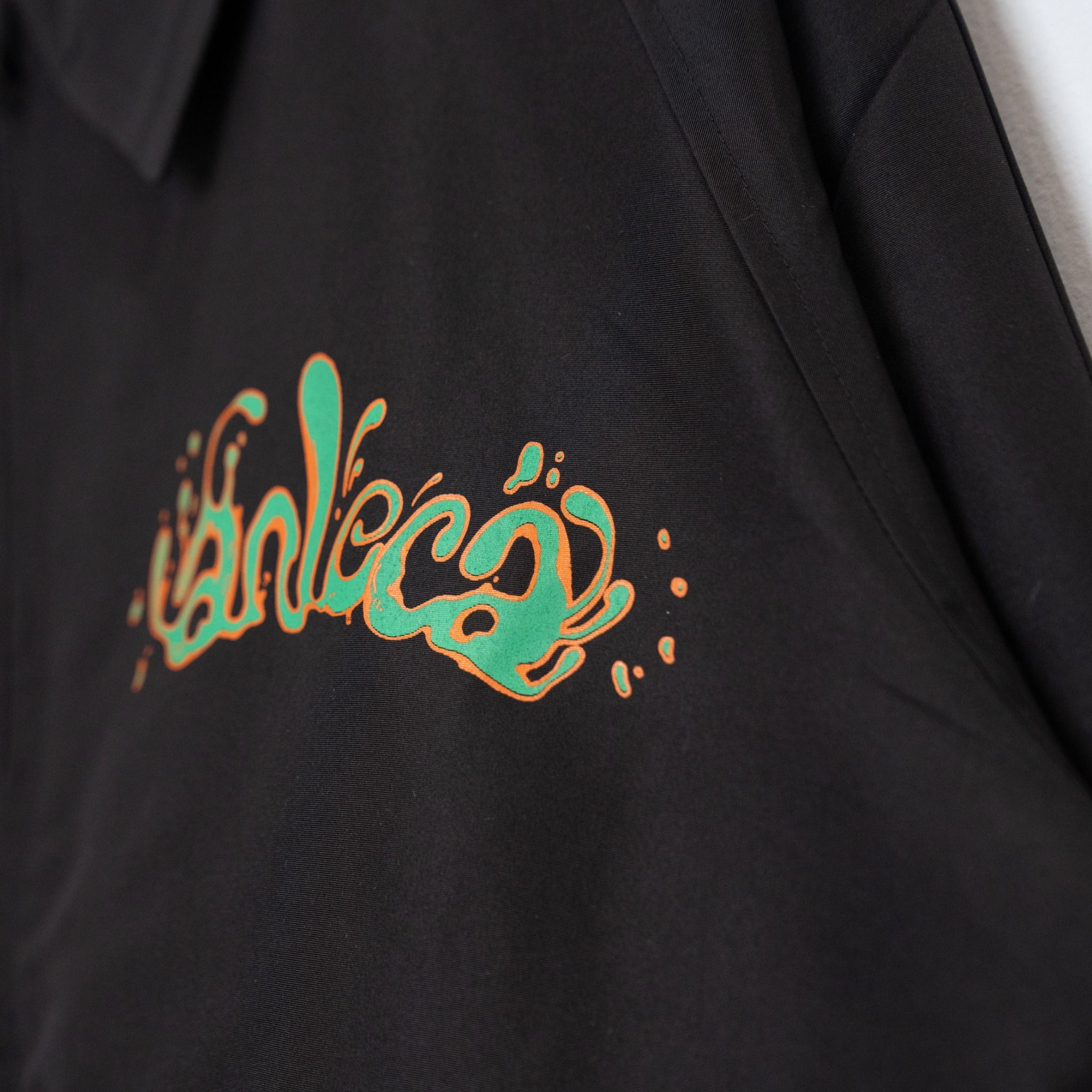NYLON ZIPPER JACKET - BLACK GREEN LIQUID