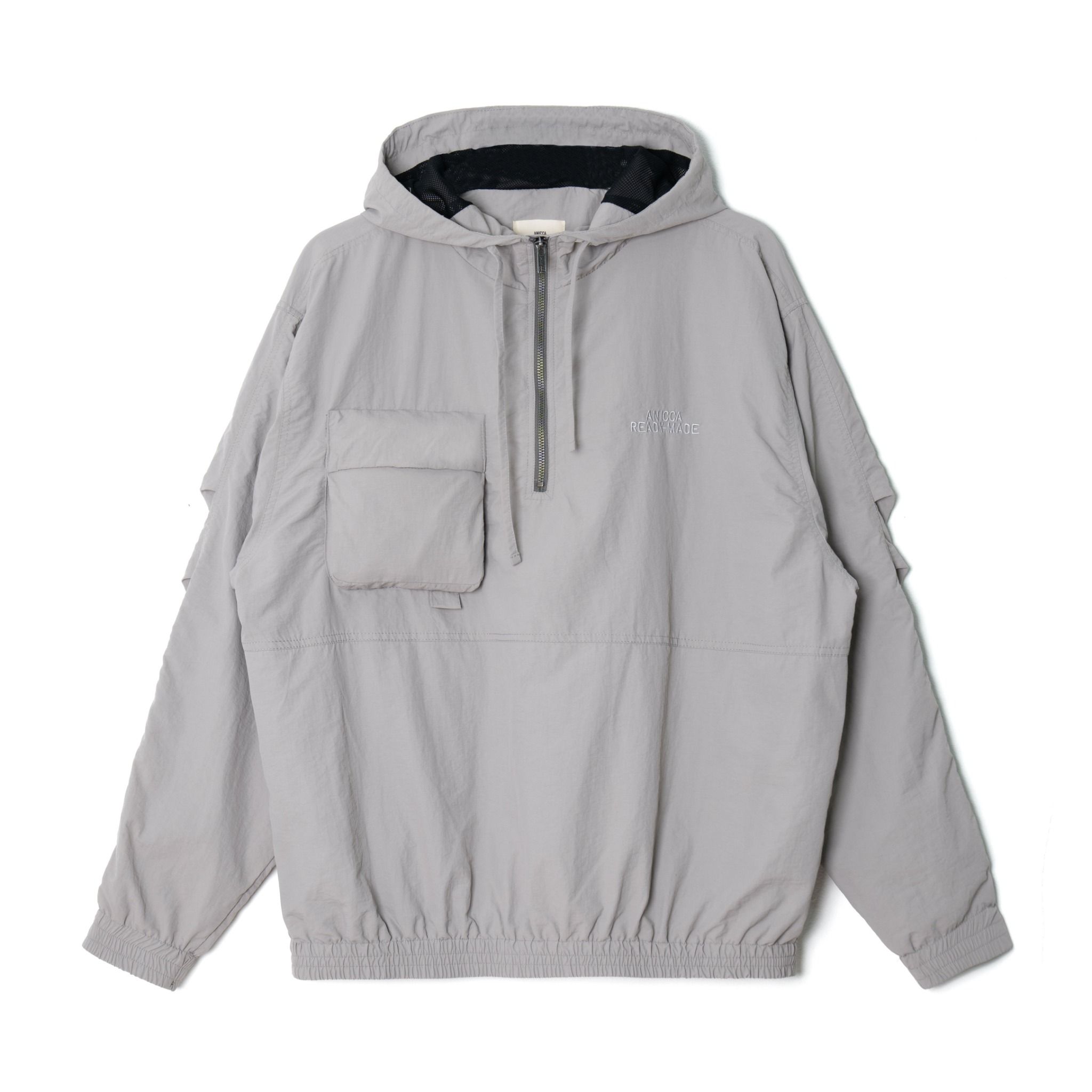 NYLON HALF ZIP JACKET - LIGHT GREY