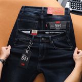 Quần Jean Nam Dáng Dài LV 511 PREMIUM Màu Navy Xanh Đá Form SlimFit Mềm Mịn Co Giãn Hàng Xuất Xịn Có Big Size