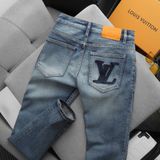 Quần Jean Nam Cao Cấp LV VUITTON LOGO TÚI Màu Xanh Basic Form SlimFit Mềm Mịn Siêu Co Giãn Hàng Xuất Xịn Có Big Size