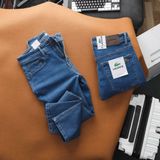 Quần Jean Nam LCST LC051 Màu Xanh Basic Denim Cúc Đồng Logo 2 mặt Form SlimFit Mềm Mịn Co Giãn Hàng Xuất Xịn Có Big Size