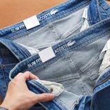 Quần Jean Nam LCST LC051 Màu Xanh Basic Denim Cúc Đồng Logo 2 mặt Form SlimFit Mềm Mịn Co Giãn Hàng Xuất Xịn Có Big Size