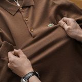 Áo Thun Nam Polo Len Tay Dài LCST Cá Xanh Trơn Basic Thu Đông Vải Len May Không Mối Nối Hàng Hiệu Hiếm Xin Có Big Size