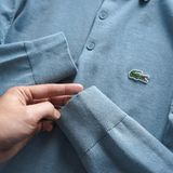 Áo Thun Nam Polo Len Tay Dài LCST Cá Xanh Trơn Basic Thu Đông Vải Len May Không Mối Nối Hàng Hiệu Hiếm Xin Có Big Size