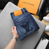 Quần Jean Nam Cao Cấp LV VUITTON LOGO TÚI Màu Xanh Basic Form SlimFit Mềm Mịn Siêu Co Giãn Hàng Xuất Xịn Có Big Size