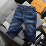 Quần Jean Nam Cao Cấp LV VUITTON LOGO TÚI Màu Xanh Basic Form SlimFit Mềm Mịn Siêu Co Giãn Hàng Xuất Xịn Có Big Size