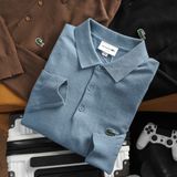 Áo Thun Nam Polo Len Tay Dài LCST Cá Xanh Trơn Basic Thu Đông Vải Len May Không Mối Nối Hàng Hiệu Hiếm Xin Có Big Size